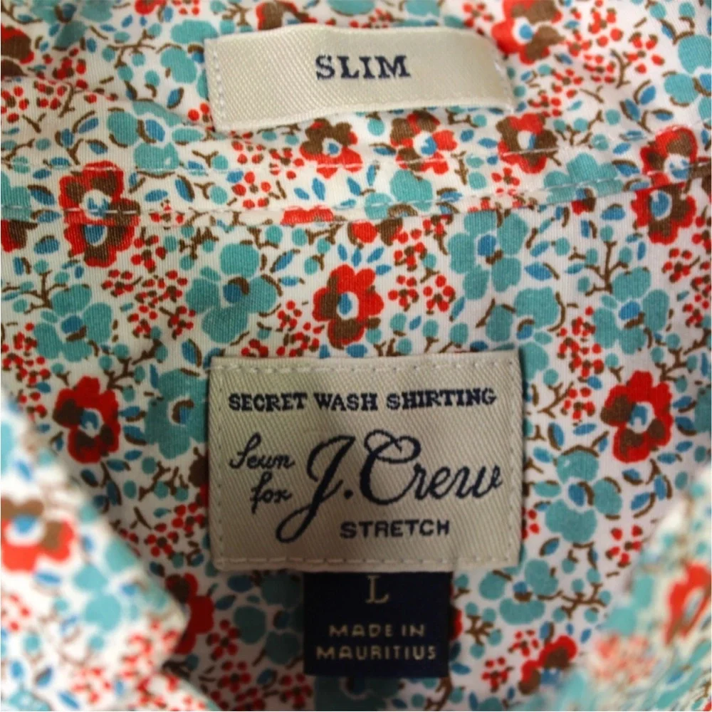 J Crew Slim Fit Long Sleeve Button Down Shirt Mens L Floral AOP Preppy Spring